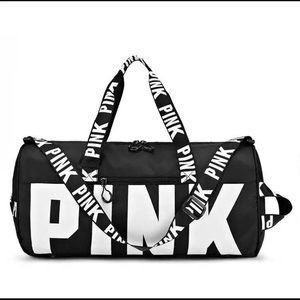 Pink duffel bag, travel bag, backpack, sports bag